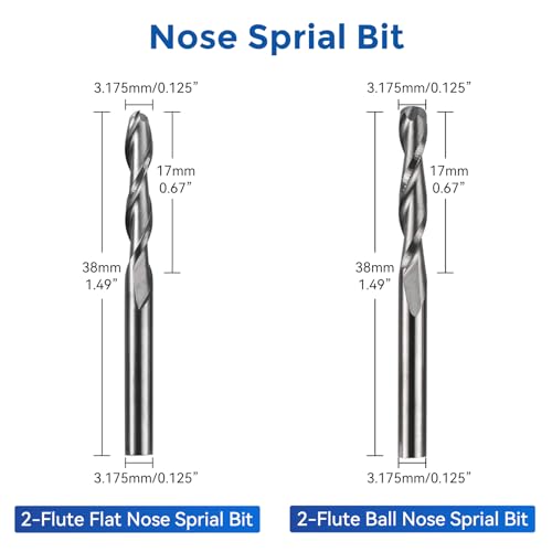 LUNYEE 40pcs End Mills CNC Router Bits with ER11, ER16 Collet, 1/8" Shank CNC Cutter Milling Carving Bit Set Including 2-Flute Flat Nose & Ball Nose, Nano Blue Coat & Titanium Coat Bits - Image 4