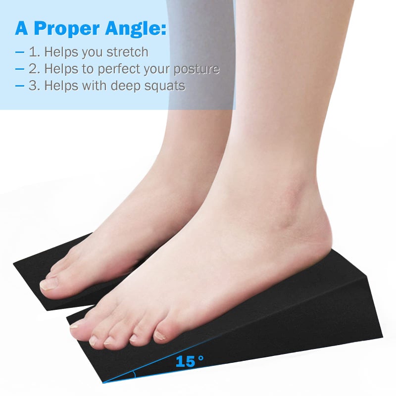 Inlisy 12'' Hard Foam Wedge Slant Board - 2 Pcs Calf Stretcher for Yoga, Squats and Physical Therapy - Image 3