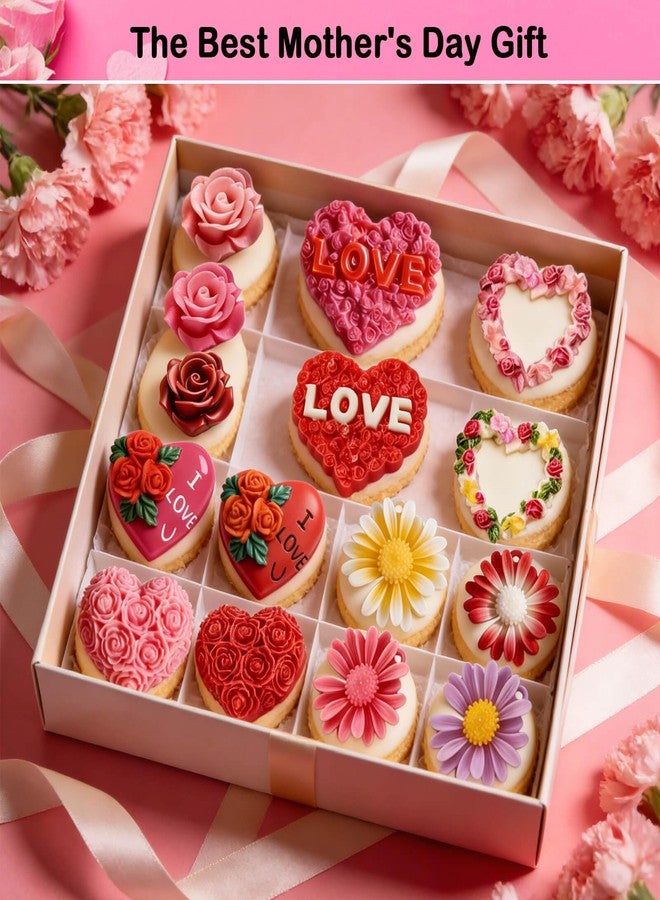 Wavlakth 6-Piece Mother’s Day Silicone Mold Set - 3D Heart Molds Rose Chrysanthemum Mold for Chocolate, Cake, Fondant, Polymer Clay, Candles, Soap, Resin - Reusable, Non-Stick DIY Gift for Mom, Wife, Grandma - Image 5