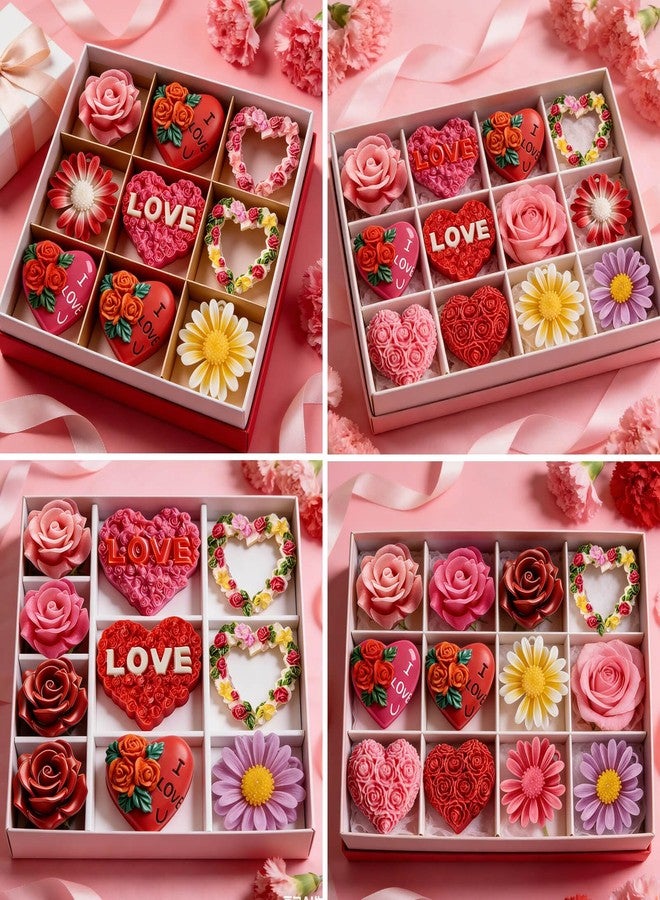 Wavlakth 6-Piece Mother’s Day Silicone Mold Set - 3D Heart Molds Rose Chrysanthemum Mold for Chocolate, Cake, Fondant, Polymer Clay, Candles, Soap, Resin - Reusable, Non-Stick DIY Gift for Mom, Wife, Grandma - Image 3
