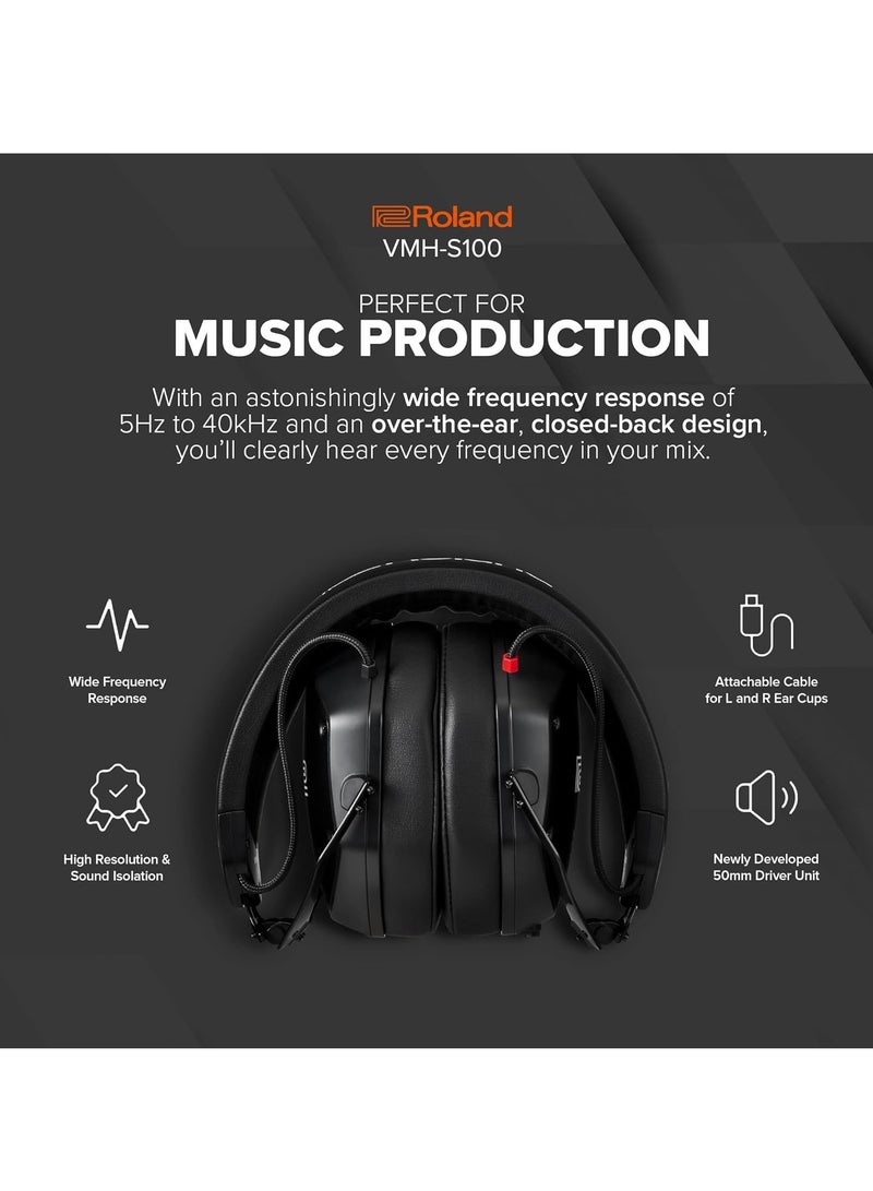 Roland سماعات رأس مغلقة من رولاند VMH-S100 للإنتاج الموسيقي - Image 4