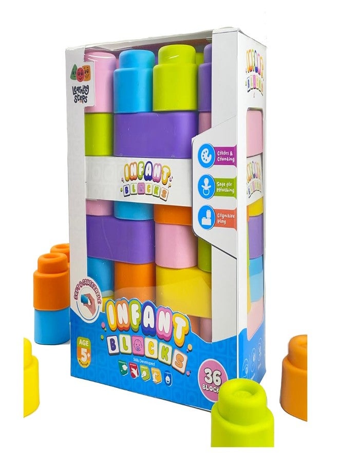 Zephyr Learning Steps - Infant Blocks-4, Montessori Toys for Babies, Early Development, Soft Building Blocks, Block Sets, Colors and Counting, Premium Blocks, Stack Toy, Toddler Block Toys, 36 Pieces - Image 1