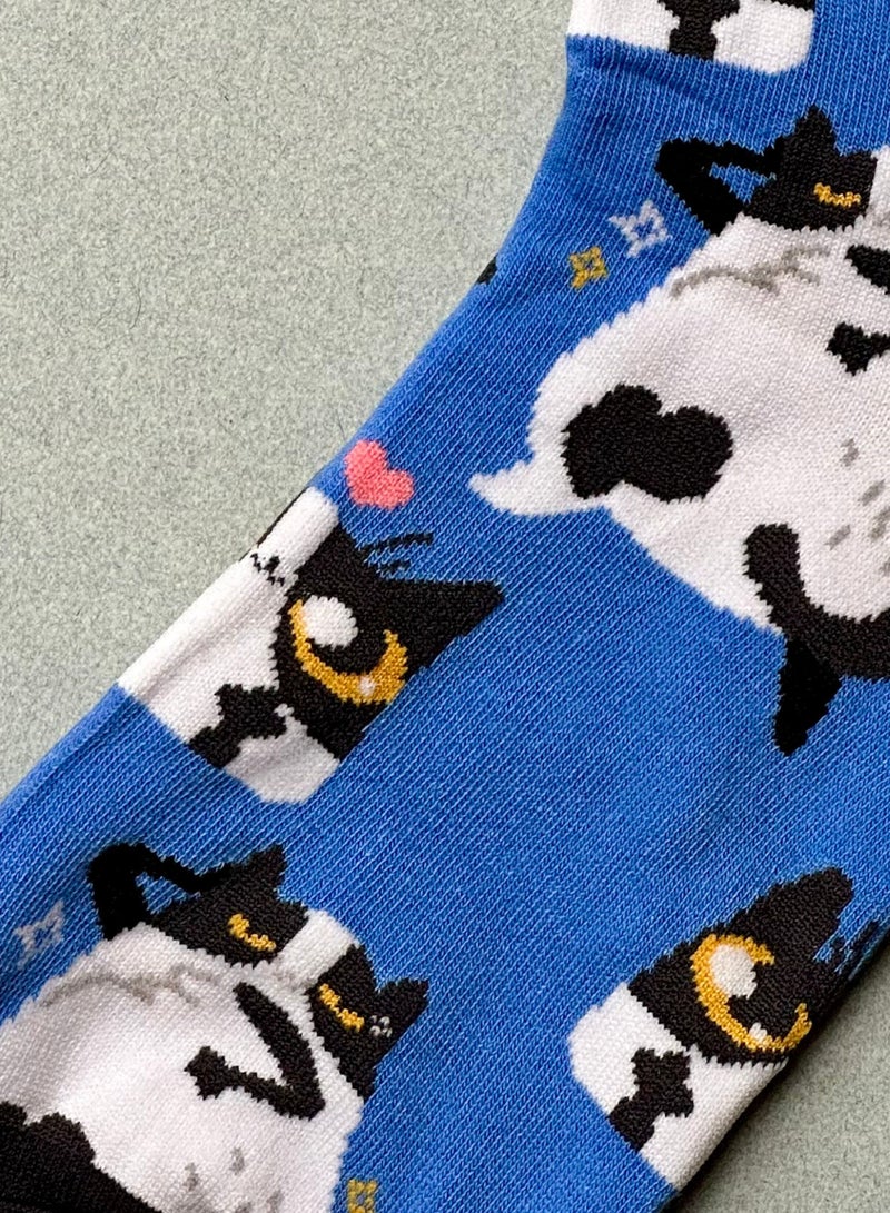 The Socks Hype 2 Pairs Cat Socks for Men Women - Comfortable Cotton Blend | Suitable for 35-42 Sizes | Playful Cat Design, Perfect for Cat Lovers - Image 3