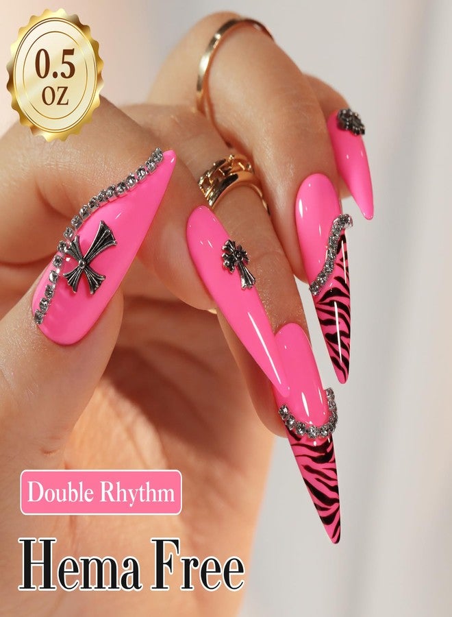 دابل ريذم طلاء أظافر جل مزدوج الإيقاع 0.50 أونصة، خالٍ من الهيما، نفس اللون، نفس الزجاجة، ذهبي، دائري، شفاف، محايد، طبيعي، حليبي، 15 مل، طلاء أظافر جيلي بالأشعة فوق البنفسجية، فن اصنعه بنفسك في المنزل (وردي فاتح - C1040) - Image 2