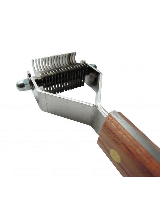 Mars Coat King Dematting Undercoat Grooming Rake Stripper Tool for Dogs and Cats, Stainless Steel with Wooden Handle for Thick Coats, 16-Blade Stripper for Groomers, Pet Owners - Image 2