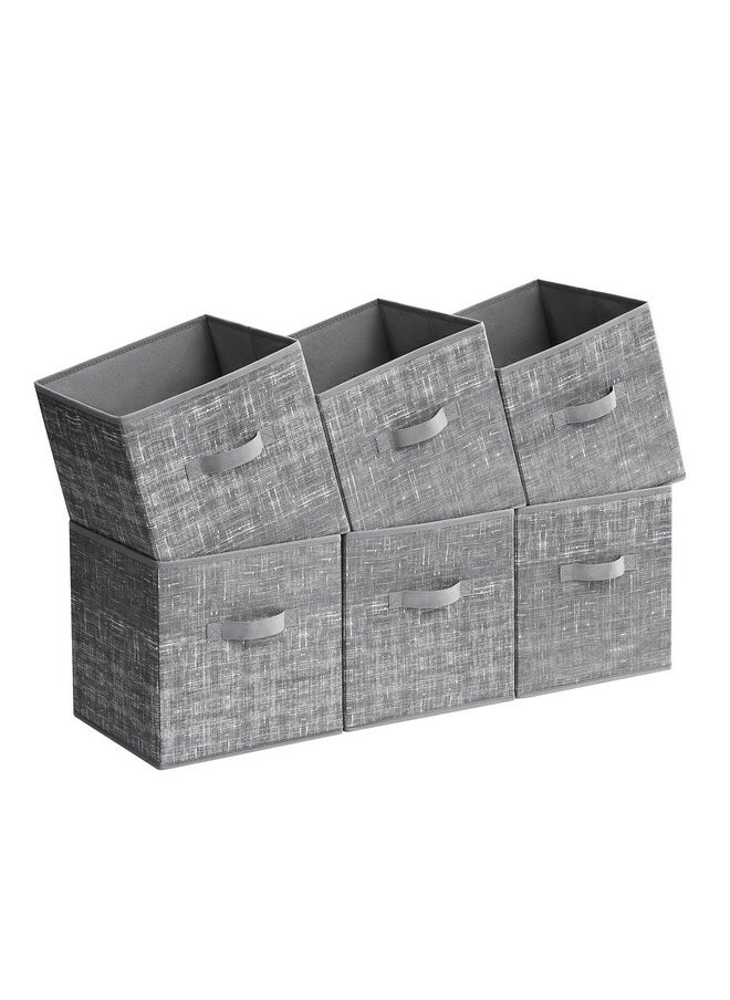 SONGMICS SONGMICS Storage Cubes, 11.8-Inch Non-Woven Fabric Bins with Double Handles, Set of 6, Closet Organizers for Shelves, Foldable, for Clothes, Cattail Gray UROB030G01  - Image 1