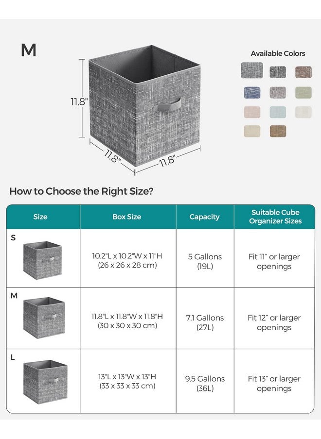 SONGMICS SONGMICS Storage Cubes, 11.8-Inch Non-Woven Fabric Bins with Double Handles, Set of 6, Closet Organizers for Shelves, Foldable, for Clothes, Cattail Gray UROB030G01  - Image 4