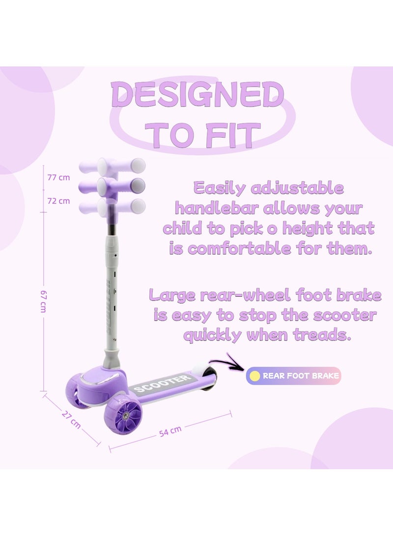 EASY FUTURE 3-8 Years Kids Scooter with Foldable Frame, Adjustable Handlebar, LED PU Wheels, Rear Brake - Image 3