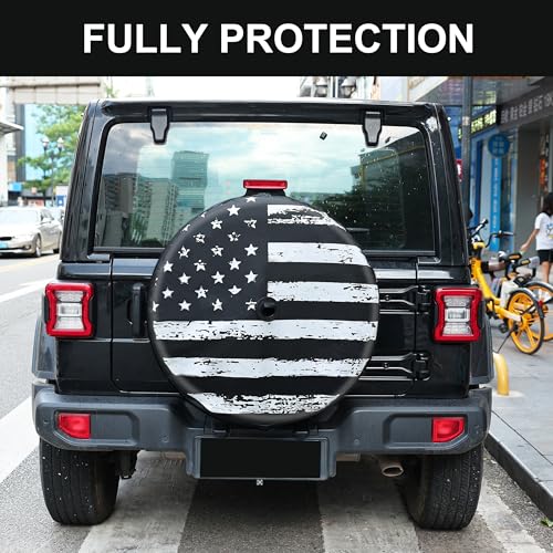 MOONET Tire Cover with Camera Hole, for Jeep Wrangler JL with Back-up Camera, Sport & Sahara (2018-2025) White Flag, Fits 245/75R17, 255/75R17, 255/70R18 - Image 2