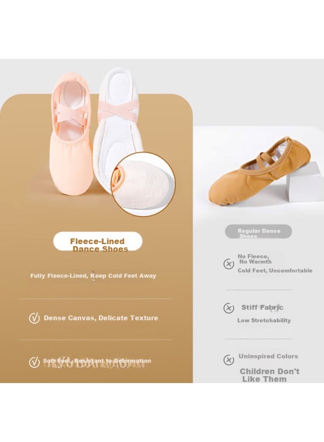 Smart Friends Zhiyouban Children's Fleece-lined Dance Shoes Girls Warm Skin-colored Ballet Shoes Adult Spring Autumn Winter Practice Soft Sole Cat Paw Shoes - Image 2