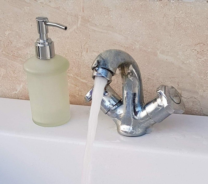 Pure Source India Pure Source India Soap Dispenser Bottle Set with Pump for Hand Wash in Bathroom Kitchen Sink Frostate Glass Body and Chrome Finish top 150 ML  - Image 2