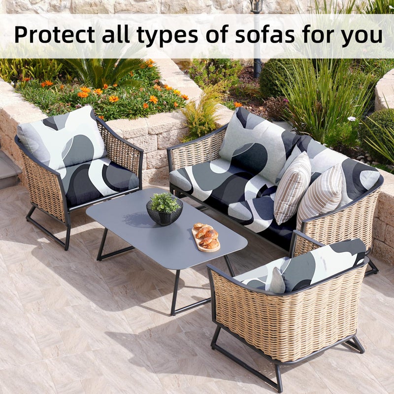 BIETYONE 8Pcs Stretch Patio Cushion Covers,Outdoor Couch Covers Replacement,Outdoor Couch & Sofa Slipcovers,for Patio Furniture Cushion Covers,Washable Reusable urniture Protector(Black Camouflage,8PCS) - Image 4