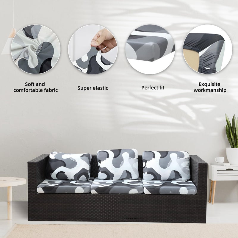 BIETYONE 8Pcs Stretch Patio Cushion Covers,Outdoor Couch Covers Replacement,Outdoor Couch & Sofa Slipcovers,for Patio Furniture Cushion Covers,Washable Reusable urniture Protector(Black Camouflage,8PCS) - Image 3