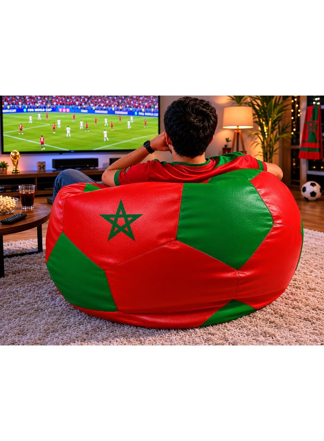 Fatbag Morocco Football Style Bean Bag | Morocco Flag Print | Faux Leather | Filled Bean Bag for Kids & Adults - Image 4
