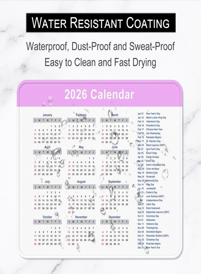 Hsurbtra 2026 Calendar Mouse Pad, Square New Year 2026 Mousepad 10.2 x 8.3 Inch, Stitched Edge Anti-Slip Waterproof Rubber Computer Mat for Office, Gaming, Laptop, New Year Office Supplies Gift, Purple - Image 5