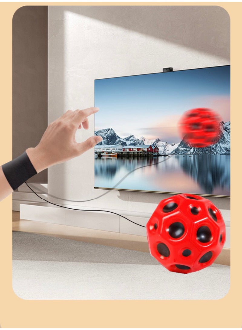 3 Piece Space Ball & High Bounce Hole Ball – Super Bouncy Moon Ball & PU Rubber Ball for Kids & Adults | Hand-Eye Coordination, Stress Relief, Outdoor & Sports Play(  Give Away Wristband) - Image 2