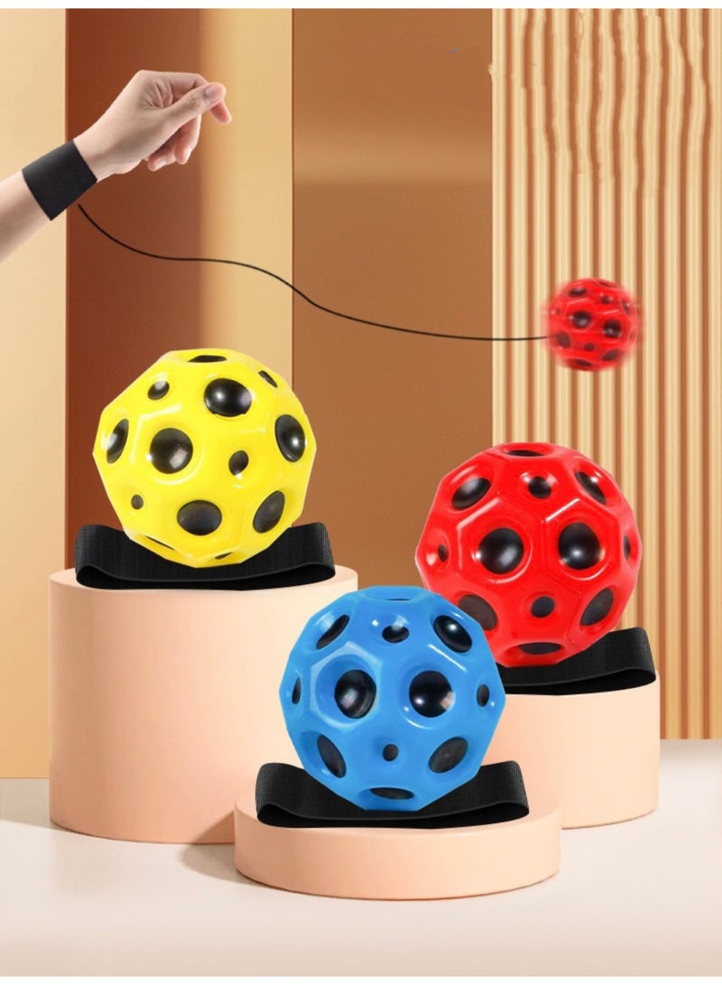 3 Piece Space Ball & High Bounce Hole Ball – Super Bouncy Moon Ball & PU Rubber Ball for Kids & Adults | Hand-Eye Coordination, Stress Relief, Outdoor & Sports Play(  Give Away Wristband) - Image 1
