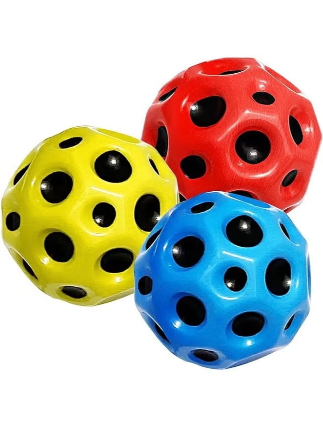 3 Piece Space Ball & High Bounce Hole Ball – Super Bouncy Moon Ball & PU Rubber Ball for Kids & Adults | Hand-Eye Coordination, Stress Relief, Outdoor & Sports Play(  Give Away Wristband) - Image 4