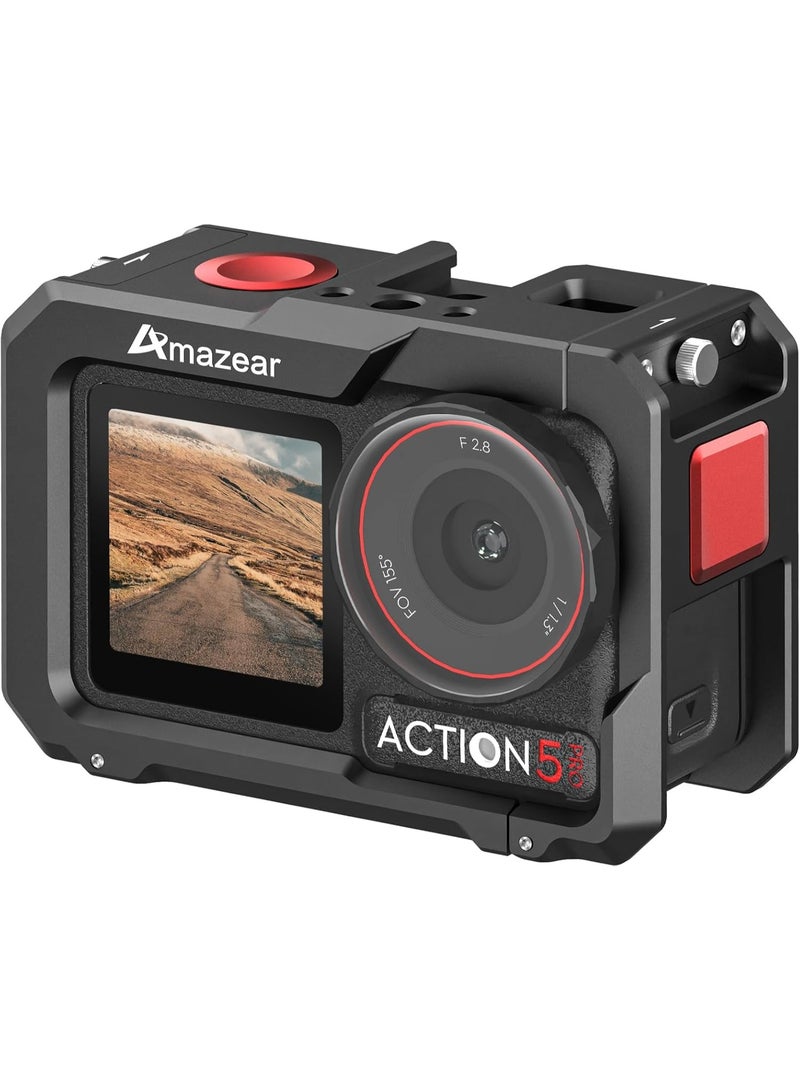 AMAZEAR dji osmo action 5 pro Metal Cage for DJI Osmo Action 5 Pro,DJI Action3/4/5 Pro Premium Accessories Multifunction Protective Frame Case Aluminum Housing Camera Expansion Protector - Image 1