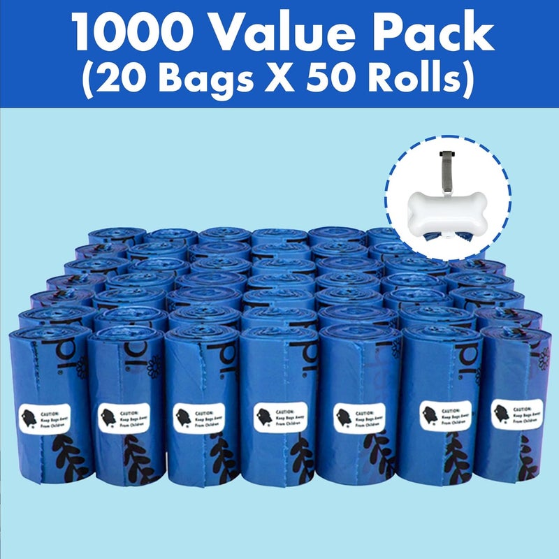 Gorilla Supply Dog Poop Waste Bags with Dispenser and Leash Tie, 9" x 13", Blue, 1000 Count - Image 2