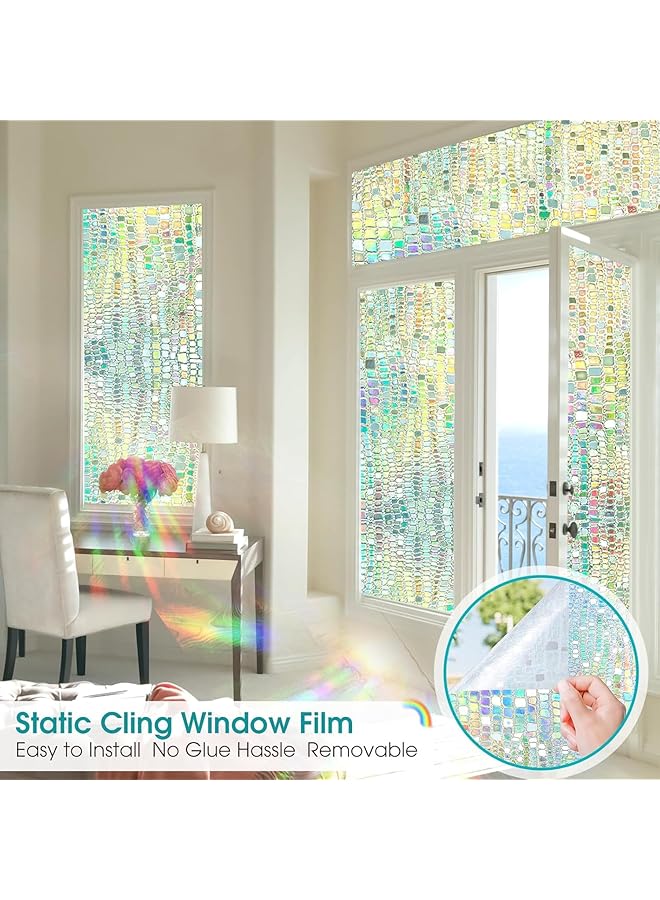 erorex Window Privacy Film Decorative 3D Colorful Window Cling Anti Uv Sun Blocking Heat Control Static Cling Glass Window Door Covering For Home 45X200Cm - Image 5