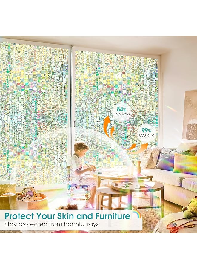 erorex Window Privacy Film Decorative 3D Colorful Window Cling Anti Uv Sun Blocking Heat Control Static Cling Glass Window Door Covering For Home 45X200Cm - Image 3