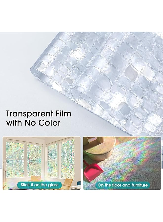 erorex Window Privacy Film Decorative 3D Colorful Window Cling Anti Uv Sun Blocking Heat Control Static Cling Glass Window Door Covering For Home 45X200Cm - Image 2