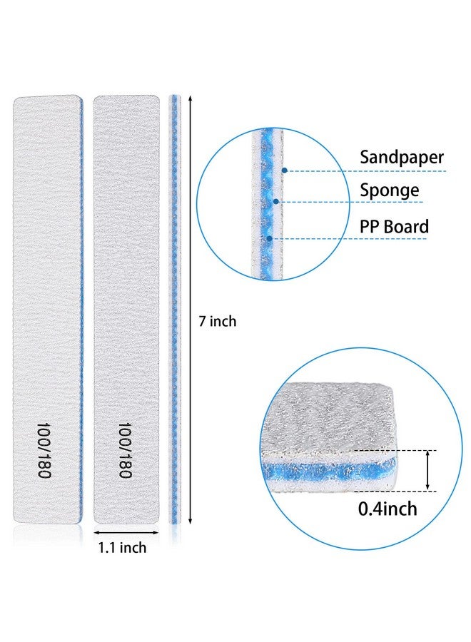 Lanties 200 Pcs 100/180 Grit Nail Files Professional Reusable Nail Files Double Sided Emery Boards for Acrylic and Gel Nails Washable Nail Styling File Manicure Tools for Beauty Salons and Home - Image 2