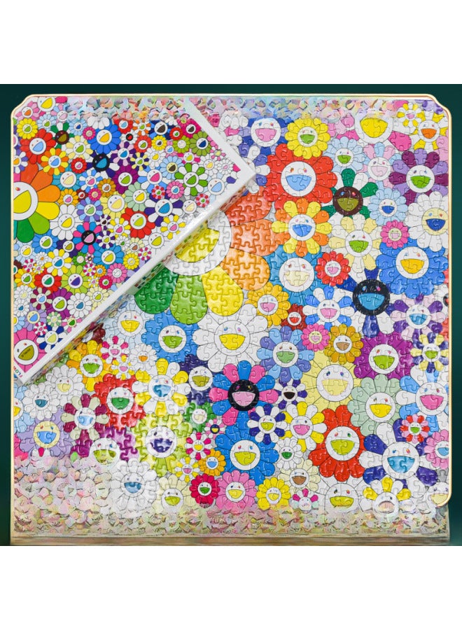 Decompression Puzzle 1000 Pieces Spot Famous Painting Puzzle Decompression Toys Puzzle Adult Paper Murakami Takashi Puzzle-Color:Green Bottom - Image 2