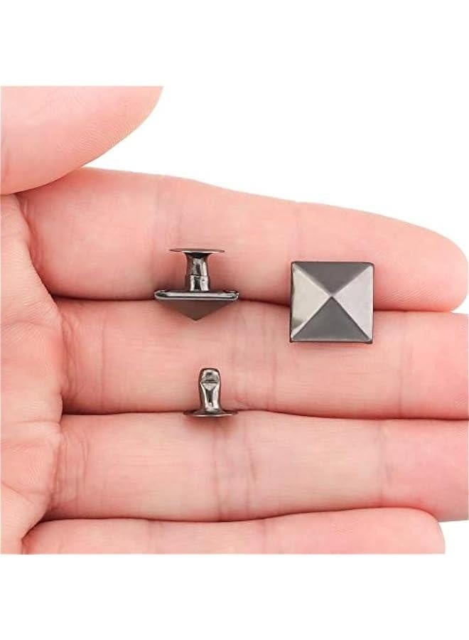 100Sets 10MM Pyramid Square Rivets Garment Bag Shoes Bracelets Belt Studs Metal Square Spikes Fix Stud Aceessories(10mm,Silver) - Image 2