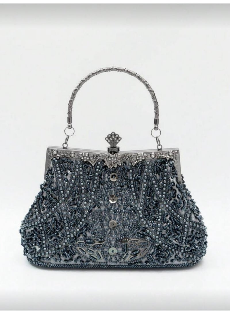 Women's Clutch Evening Bag Womens Vintage Beaded Rhinestone Embroidery Bag Women's Handbag Crossbody Bag Shoulder Bag with Removable Chain Perfect for Weddings, Ramadan, Birthdays,Prom Party - Image 1