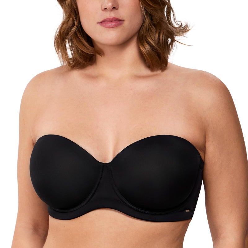 HSIA Strapless Bras for Women Large Bust Non Slip Full Coverage Underwire Supportive Multiway Strapless Bra Plus Size Black - Image 1