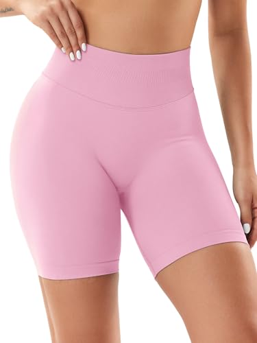 VOYJOY Women Workout Impact Shorts 2.5"/ 3.6"/ 4.5"/ 6" Scrunch Butt Lifting Gym Seamless Booty Biker Shorts Pink - Image 5