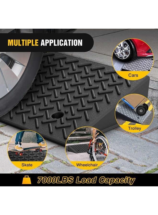 2pcs Rubber Curb Ramps,6.3" Rise Height Heavy Duty Rubber Threshold Ramp, Portable Driveway Ramps for Cars Wheelchairs Scooter Lawn Mower, 7000lbs Load Capacity - Image 4