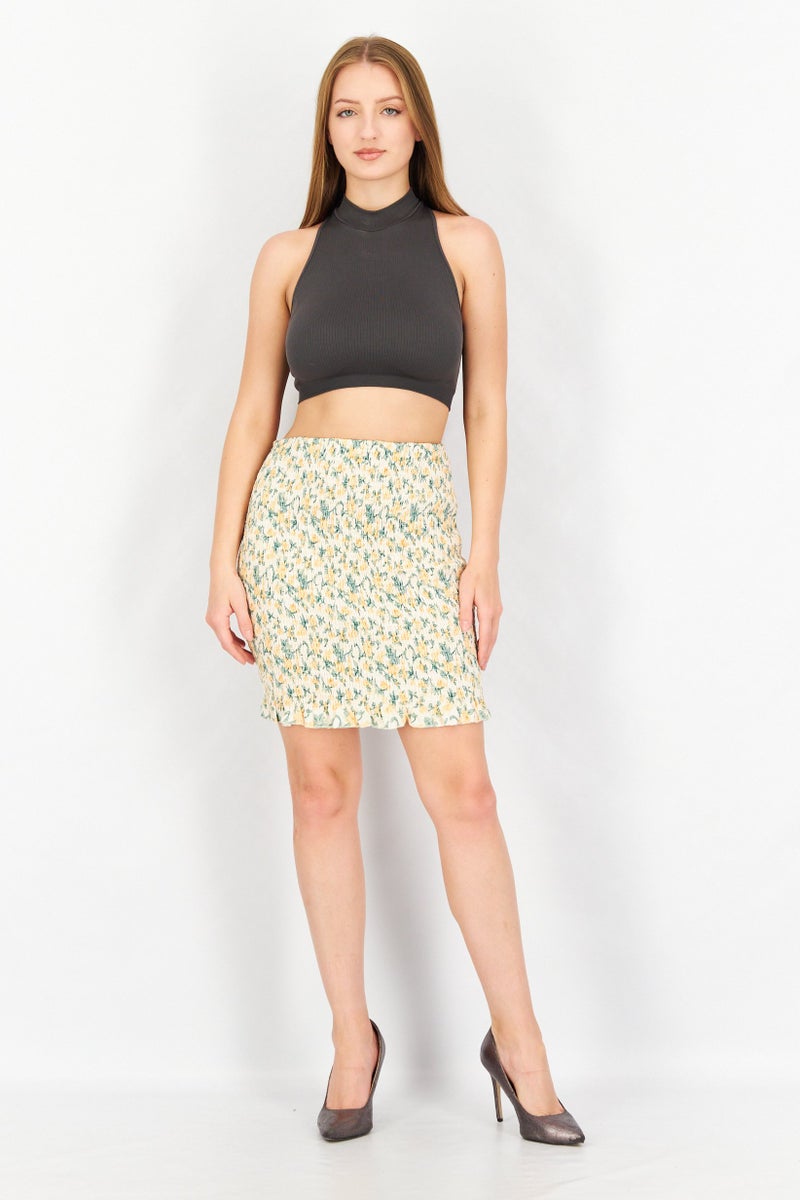 Love Triangle تنورة قصيرة مزخرفة بالأزهار للنساء، متعددة الألوان - Image 3