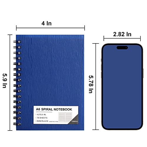 FLYING EAGLE 3 PCS Small Spiral Notebooks 4x6, A6 Cute Mini Journal Plastic Hardcover 8mm Ruled Notebook, 3 Color 234 Sheets/468 Pages, 3 Pack Small Ruled Notebooks for School Work - Image 5
