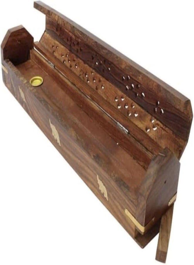 Yajna Traditional-Handmade Incense-Stick-and-Cones-Holder Incense-Burner-ash-Catcher-Stand (Wooden Coffin) - Image 1