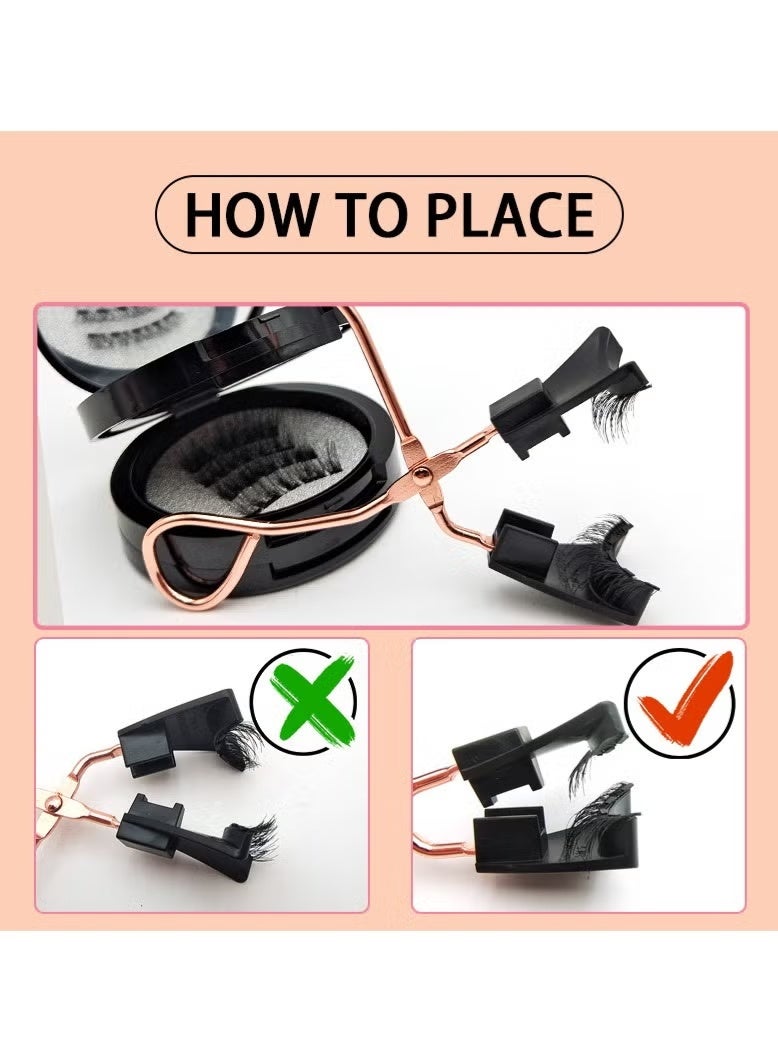 Magnetic Eyelashes without Eyeliner,Lightweight Magnetic False Eyelashes,Reusable Dual Magnetic lashes with 8 Pair, Looking Natural No Glue 3D False Eyelashes Kit with Applicator, Easy to Wear(Black) - Image 5