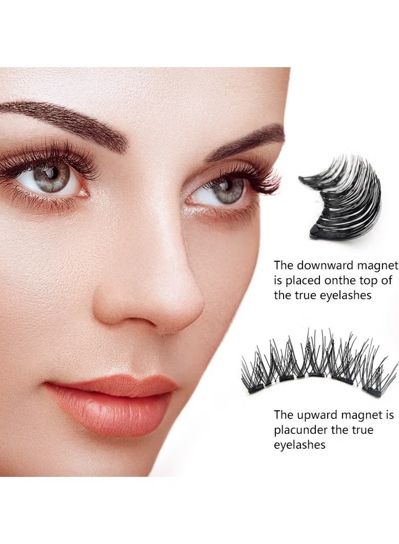 Magnetic Eyelashes without Eyeliner,Lightweight Magnetic False Eyelashes,Reusable Dual Magnetic lashes with 8 Pair, Looking Natural No Glue 3D False Eyelashes Kit with Applicator, Easy to Wear(Black) - Image 4