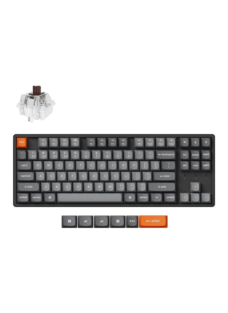 Keychron - Keychron K8 Max Wireless Mechanical Gaming Keyboard, TKL Layout QMK 2.4 GHz/Bluetooth 5.1/Wired Tri-Mode Connection, RGB with Keychron Super Red Switch Compatible with Mac Windows Linux - Image 1