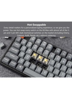 Keychron Keychron K8 Max Wireless Mechanical Gaming Keyboard, TKL Layout QMK 2.4 GHz/Bluetooth 5.1/Wired Tri-Mode Connection, RGB with Keychron Super Red Switch Compatible with Mac Windows Linux  - Image 4