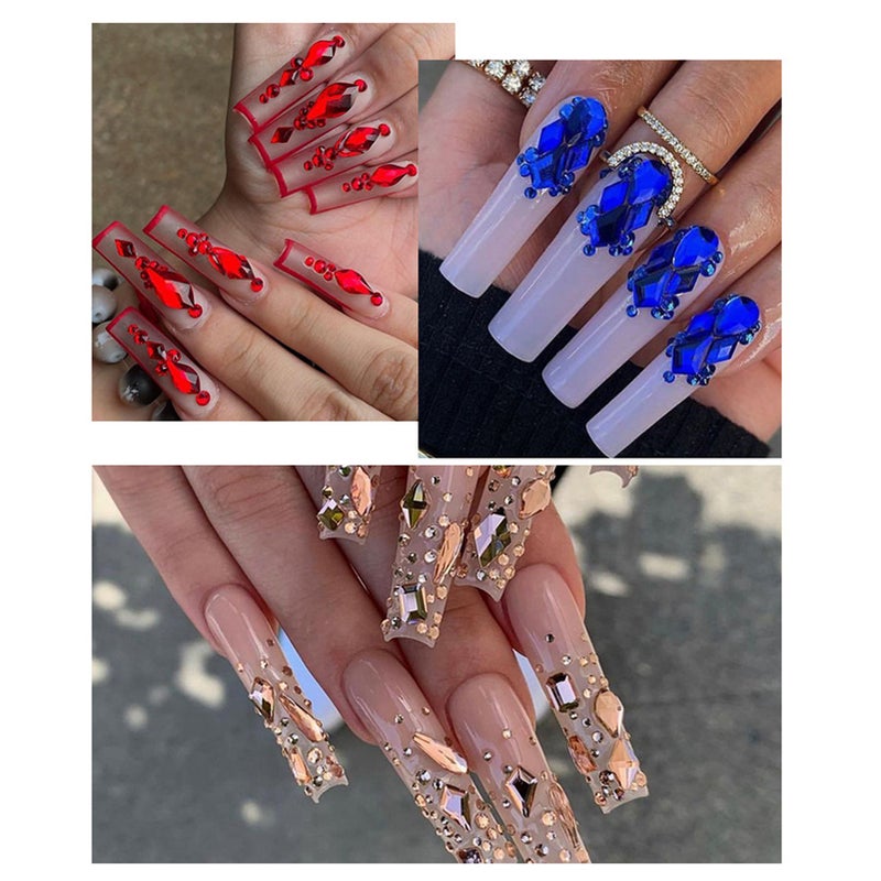 12-Grid Flat Diamonds Special-shaped Diamonds Manicure Tools Set Spot Drill Pencil + Curved Tweezers Dazzling Nail Art Decoration DIY Accessories - Image 2
