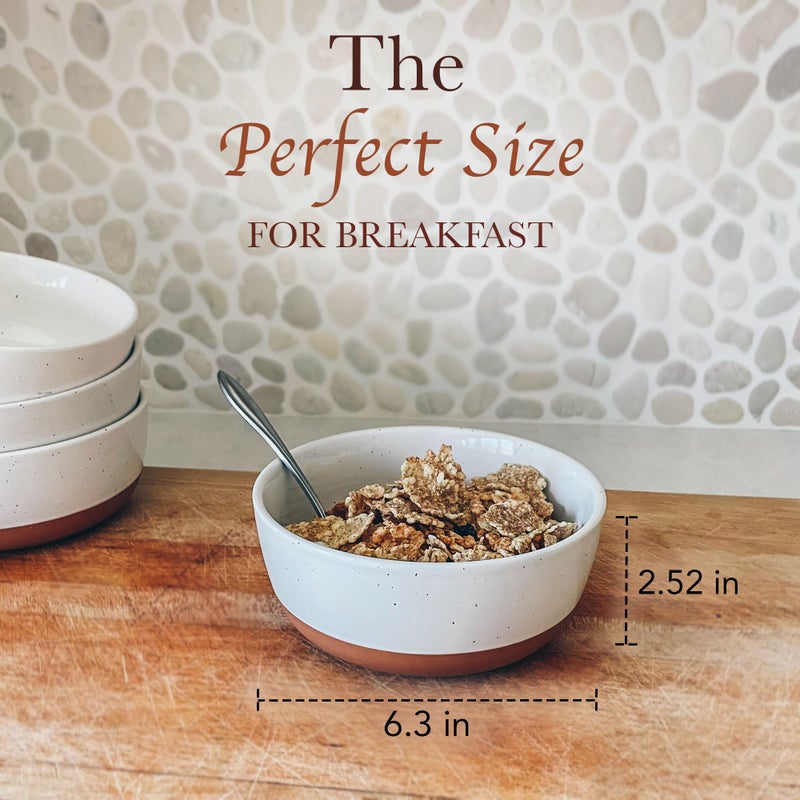 Mora Ceramic Flat Bowls Set of 4-25 oz- For Soup, Salad, Rice, Cereal, Breakfast, Dinner, Serving, Oatmeal, etc - Microwave, Dishwasher and Oven Safe Porcelain Bowl for Eating and Kitchen - Vanilla - Image 2