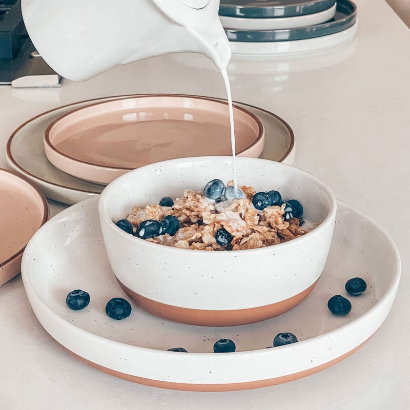 Mora Ceramic Flat Bowls Set of 4-25 oz- For Soup, Salad, Rice, Cereal, Breakfast, Dinner, Serving, Oatmeal, etc - Microwave, Dishwasher and Oven Safe Porcelain Bowl for Eating and Kitchen - Vanilla - Image 5