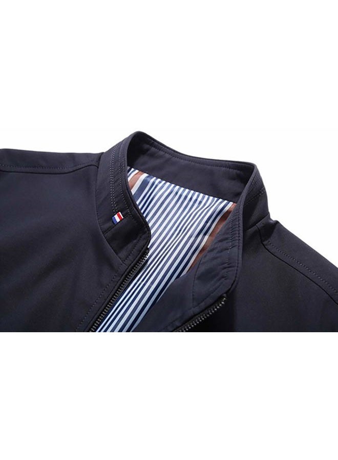 HaoMay Men's Business Casual Full Zip Lightweight Outwear Jackets, Dark Blue, XS - Image 5