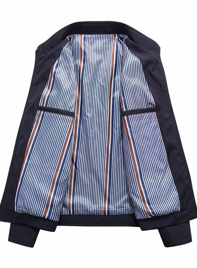HaoMay Men's Business Casual Full Zip Lightweight Outwear Jackets, Dark Blue, XS - Image 4