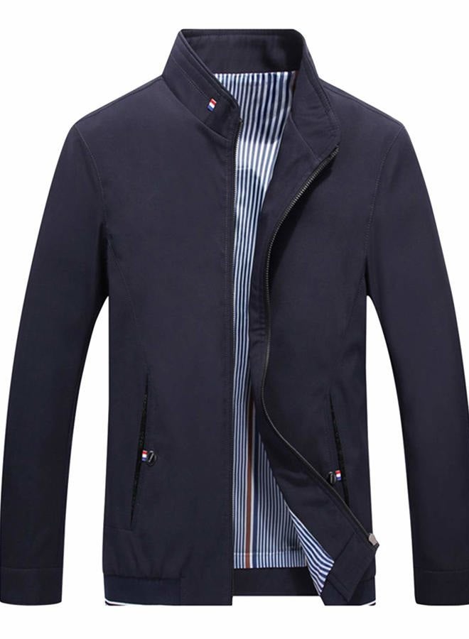 HaoMay Men's Business Casual Full Zip Lightweight Outwear Jackets, Dark Blue, XS - Image 2