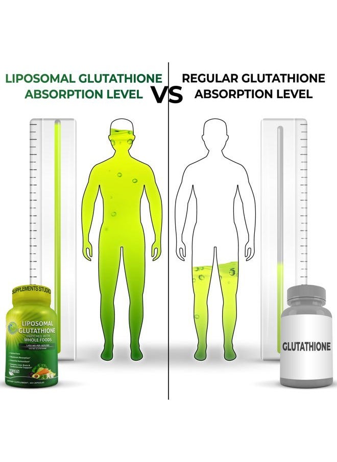 Supplements Studio - Liposomal Glutathione 500mg - Active Form L Glutathione (Reduced) for Maximum Absorption - Made with Organic Whole Foods - Master Antioxidant & Detoxifier - Immune & Cardiovascular Support - 60 count - Image 1