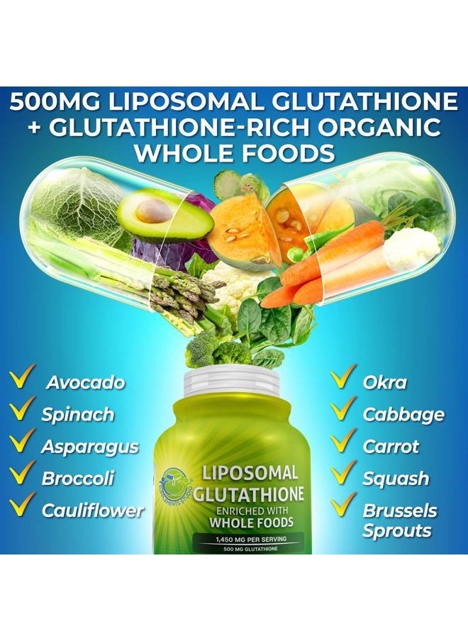 Supplements Studio - Liposomal Glutathione 500mg - Active Form L Glutathione (Reduced) for Maximum Absorption - Made with Organic Whole Foods - Master Antioxidant & Detoxifier - Immune & Cardiovascular Support - 60 count - Image 1
