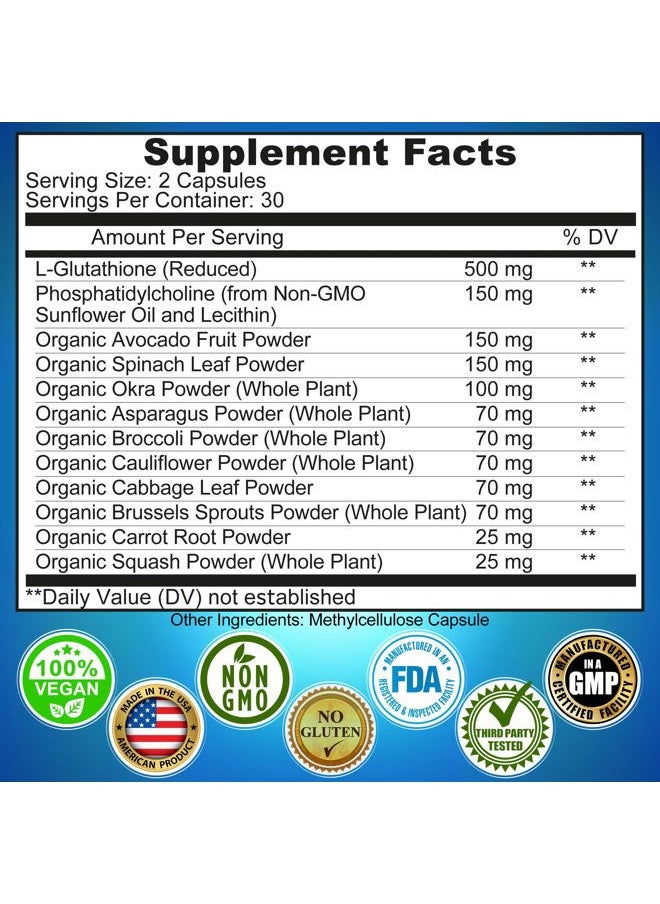 Supplements Studio - Liposomal Glutathione 500mg - Active Form L Glutathione (Reduced) for Maximum Absorption - Made with Organic Whole Foods - Master Antioxidant & Detoxifier - Immune & Cardiovascular Support - 60 count - Image 1